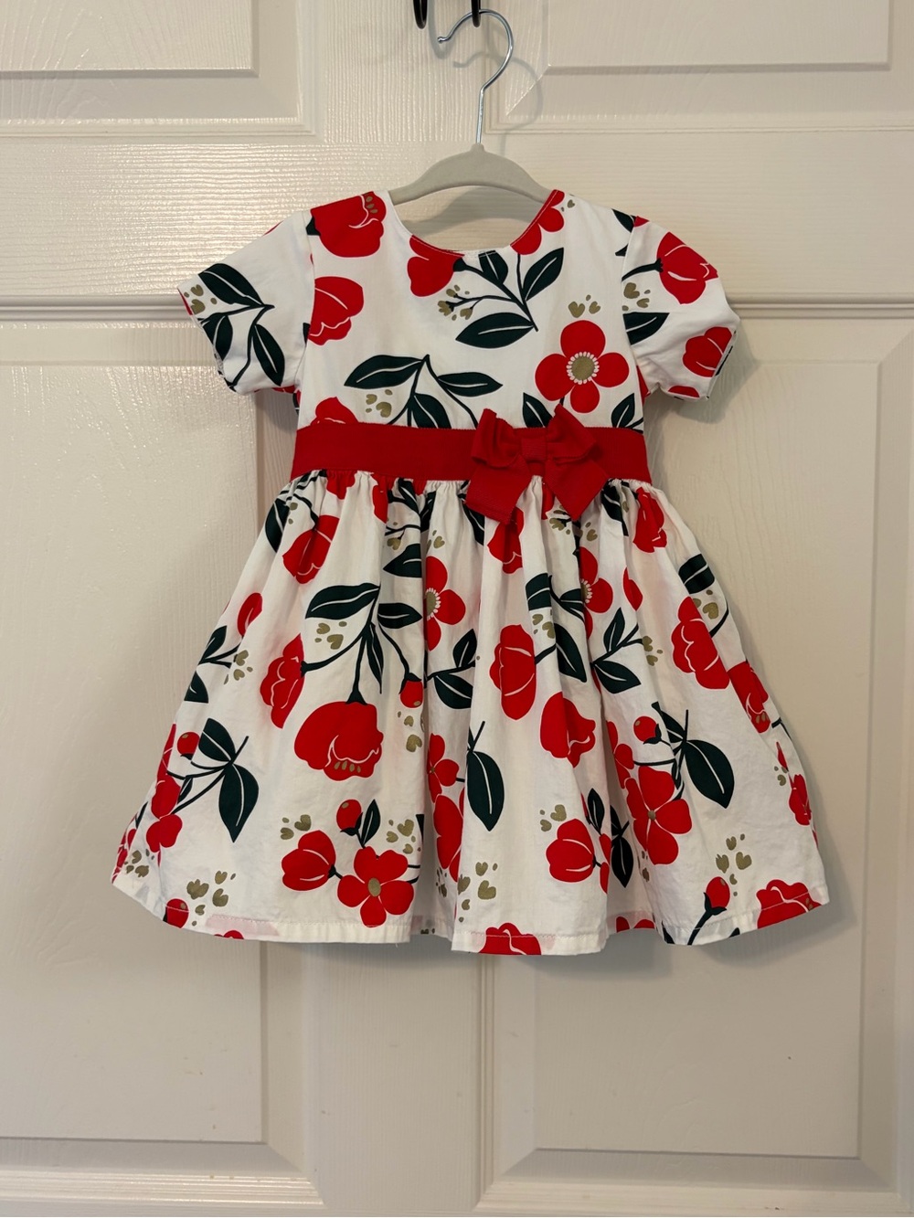 Carter's Baby Girl Floral Dress 12 Months Red White Holiday Party Bow